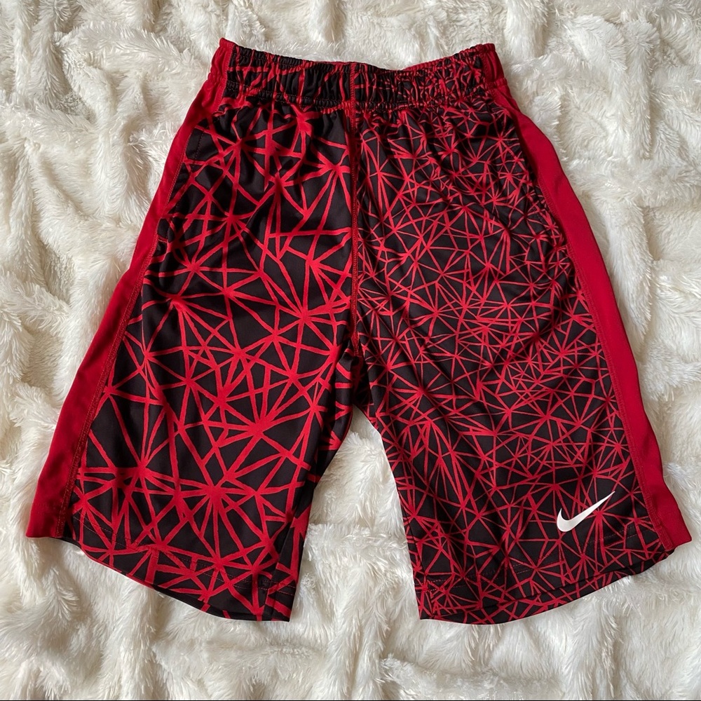 Nike Red Black Pattern Athletic Basketball Shorts